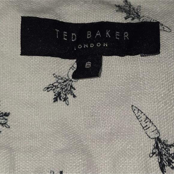Ted Baker Charon Short Sleeve Carrot Print Linen Shirt Size 6 US 2XL - Picture 10 of 11